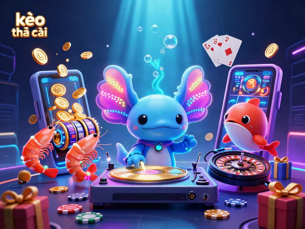 Bet on kèo nhà cái with exciting moments from neon axolotl DJ and lively underwater party.
