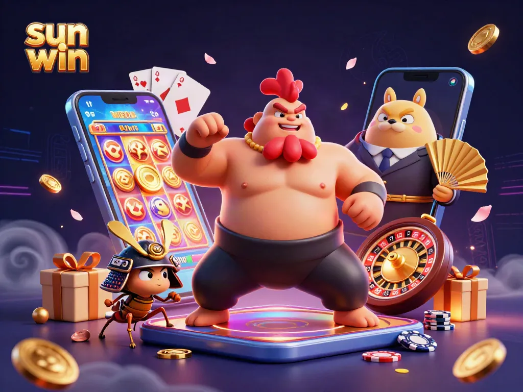 Engage in thrilling gameplay at sun win with colorful slot games, vibrant characters, and dynamic casino elements.