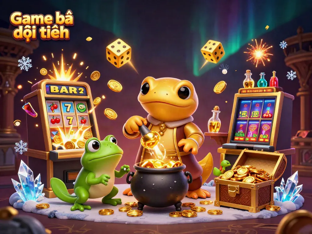Engage with exciting Game bài đổi thưởng moments featuring golden alchemists and jackpot imagery.