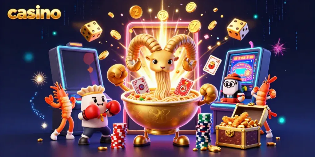 Experience dynamic casino fun with vibrant characters and a jackpot explosion of colorful elements.