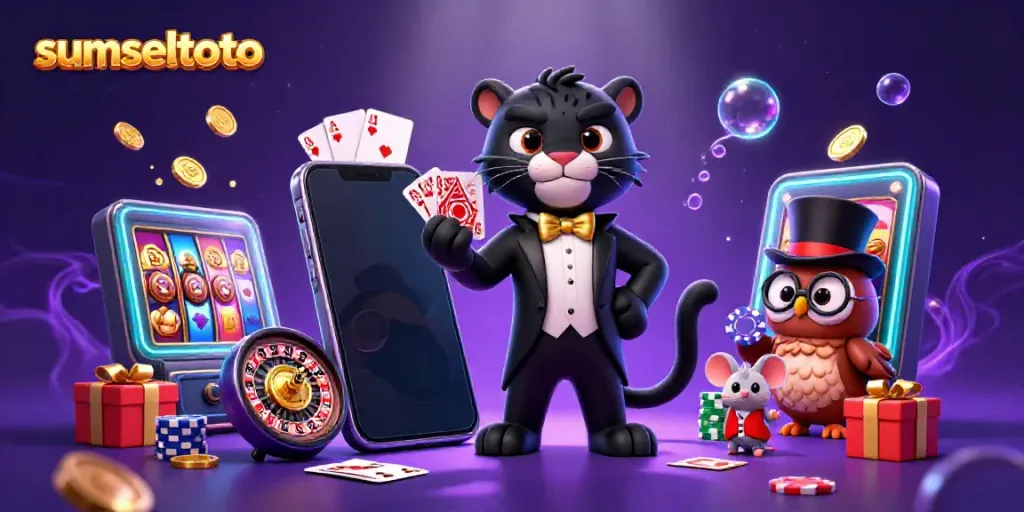 Engaging scene with stylish panther, owl, and lucky mouse highlighting sumseltoto online gaming