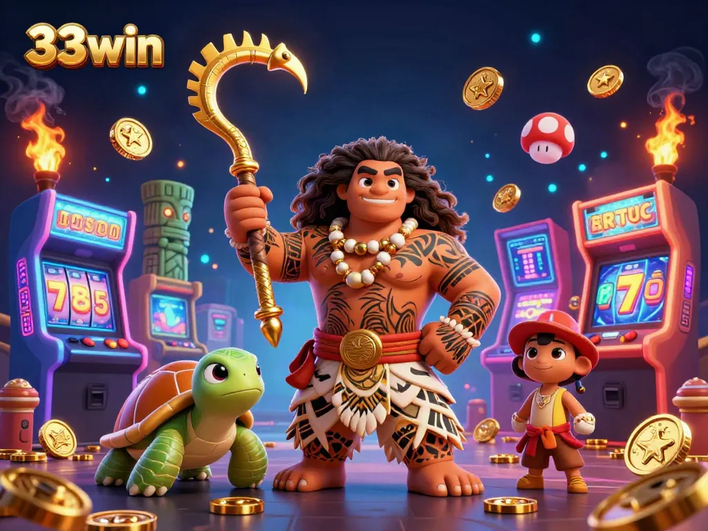Engage with 33win's thrilling casino experience featuring vibrant gaming elements and dynamic characters.