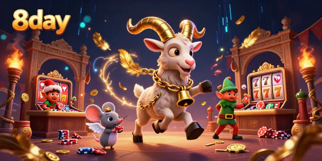 Join the festive casino chaos with 8day's Krampus and playful characters in action.