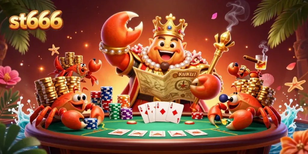 Experience thrilling wins at ST666 with the golden crab emperor amid poker excitement.
