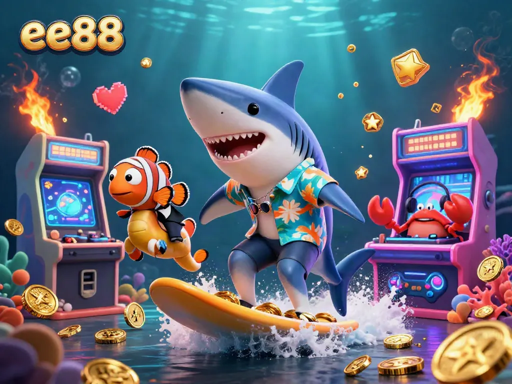 Engage with ee88's thrilling online casino world featuring vibrant characters and casino elements.