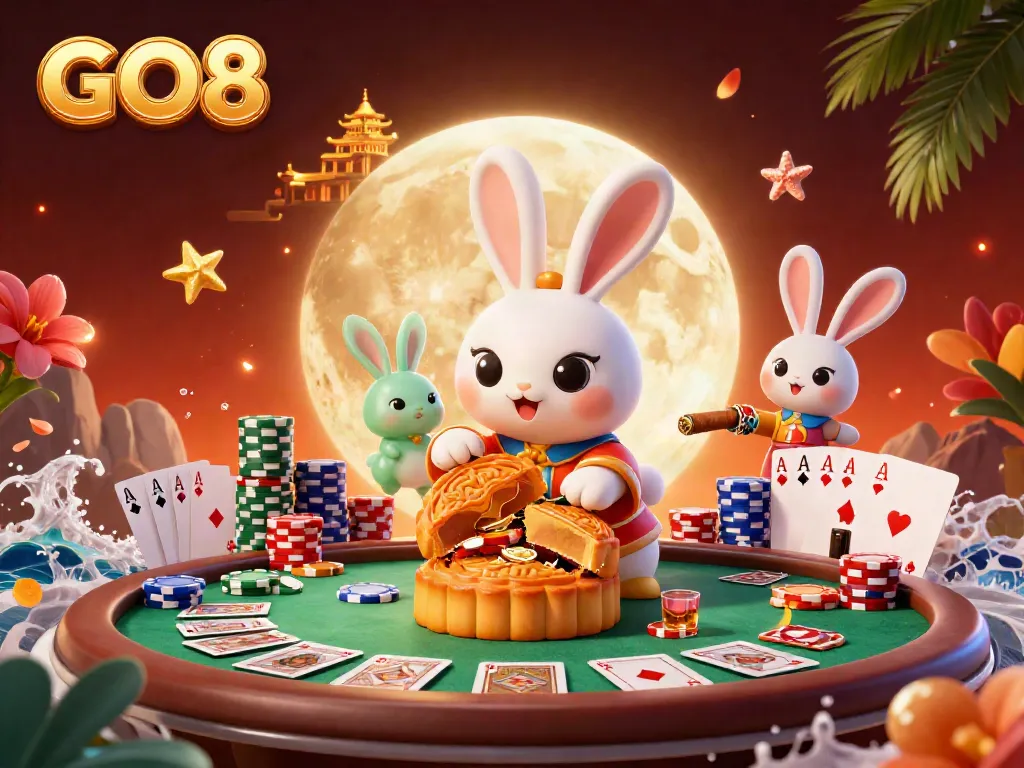 Experience the excitement of GO8 with a vibrant lunar casino scene featuring playful elements and engaging gambling themes.