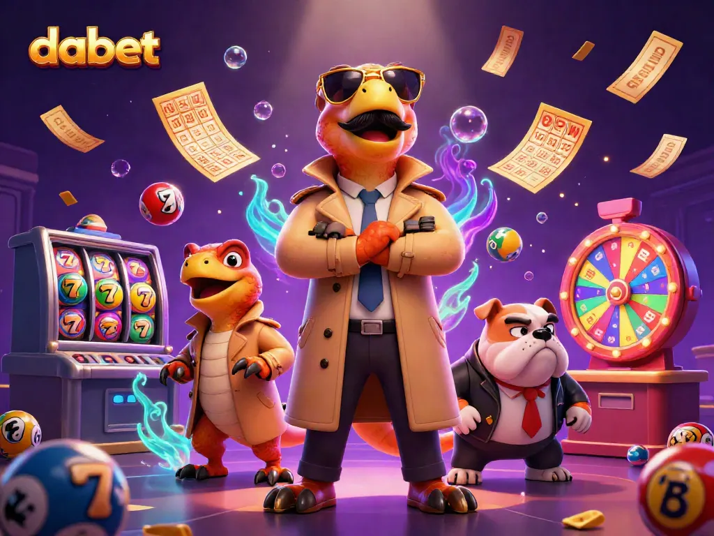Three raptors disguised as a tall man entering a VIP casino lounge in dabet, vibrant gaming elements surround them.