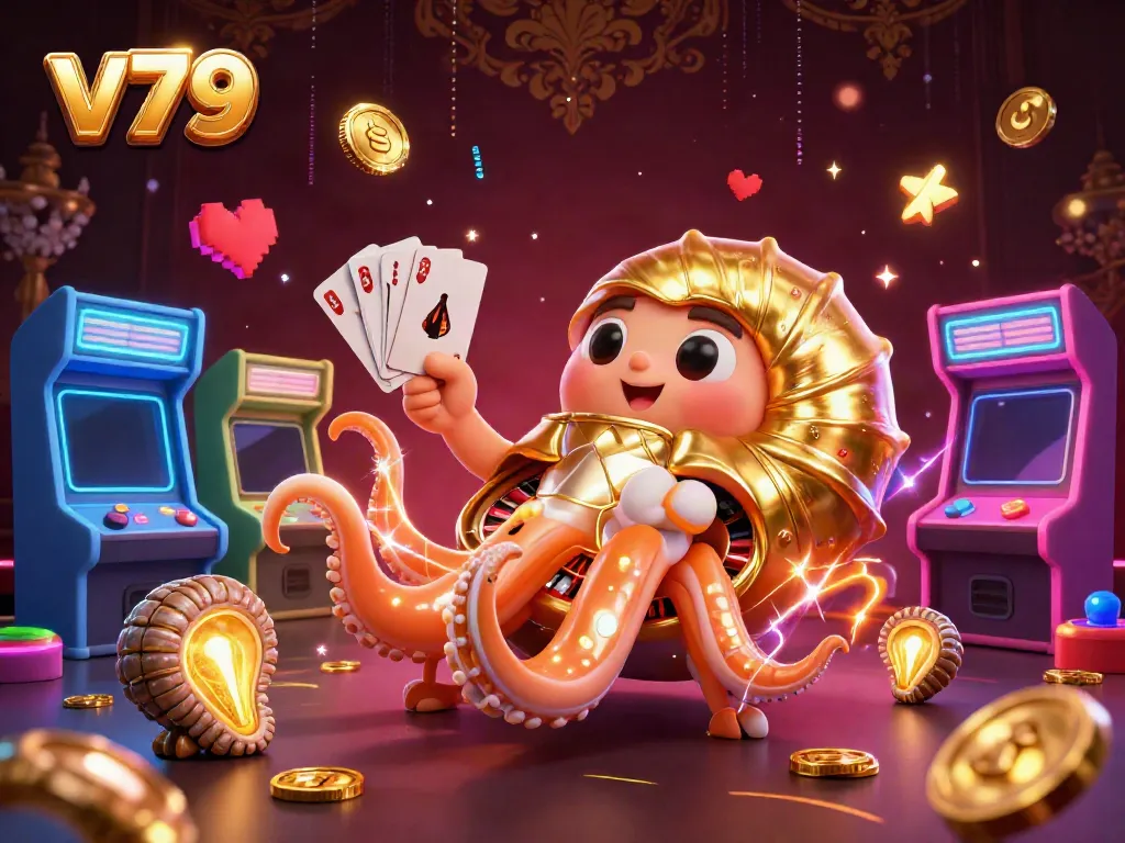 Experience vibrant gaming excitement with v79's spectacular casino-themed digital art.