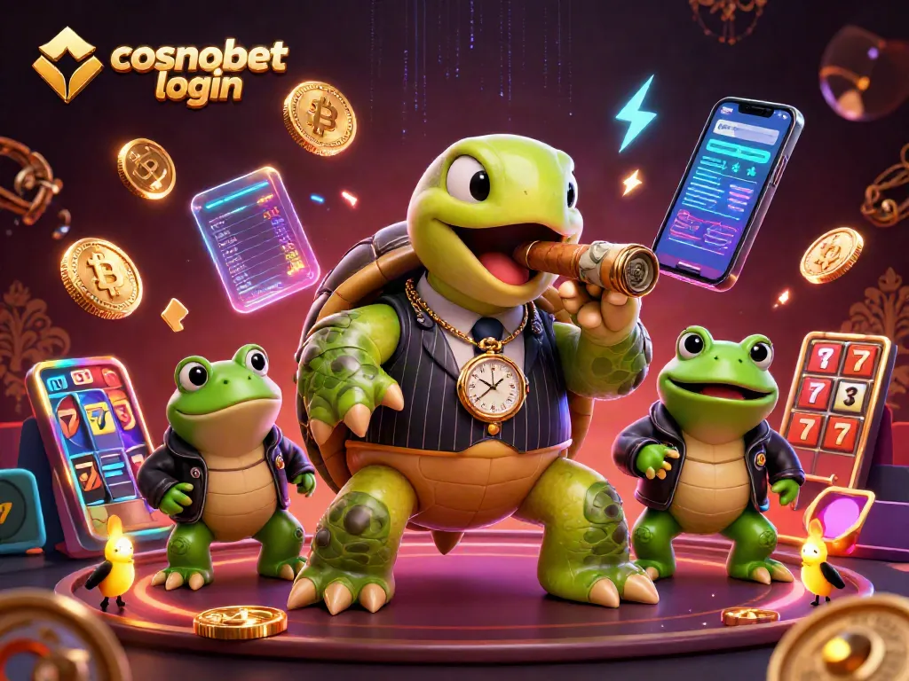 Experience the thrill of cosmobet login with a vibrant casino-themed illustration featuring unique casino characters.