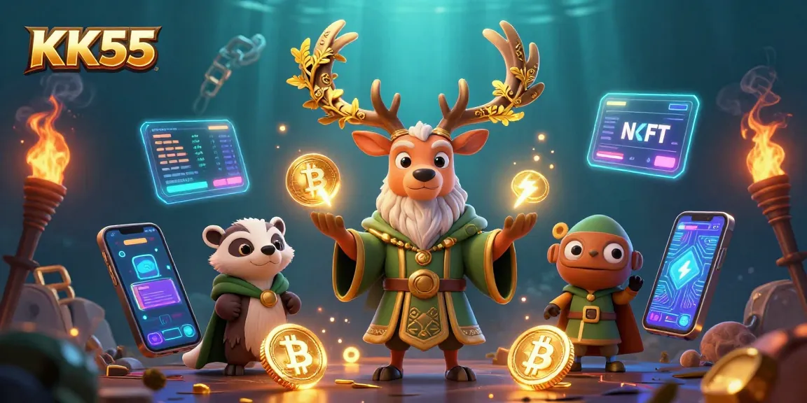 Experience thrilling gameplay at KK55 with glowing coins and magical characters in a vibrant 3D casino.