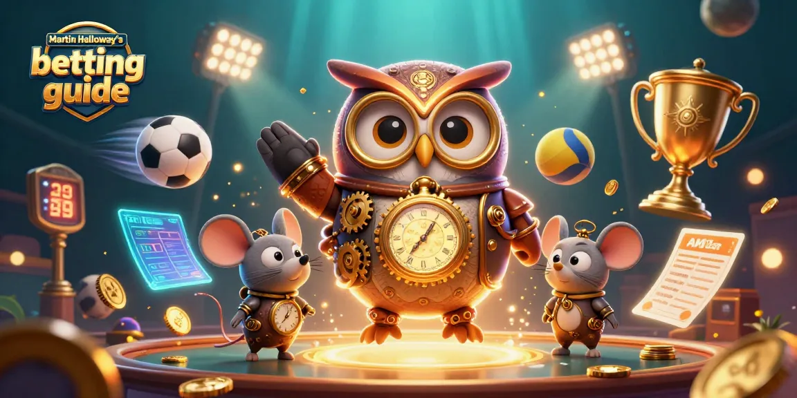 Experience Martin Holloway’s betting guide with an exciting 3D steampunk scene filled with sports elements.