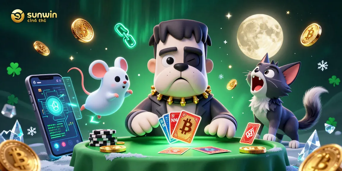Join the adventure at sunwin chính thức with a playful ghost mouse and 3D characters in a vibrant casino scene.